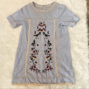 *Light blue floral embroidered dress size medium